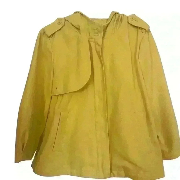 Gap Women’s Yellow Denim Hooded Jacket Lightweight Zipper w epaulettes Size M - Picture 6 of 7